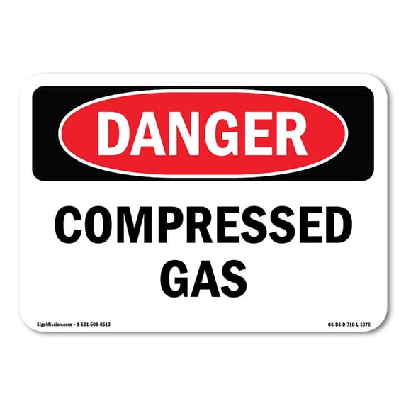 SignMission OS-DS-A-1824-L-1076 18 x 24 in. OSHA Danger Sign - Compressed Gas