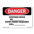 thumbnail image 1 of SignMission OS-DS-A-1824-L-1080 18 x 24 in. OSHA Danger Sign - Confined Space Permit Required, 1 of 6