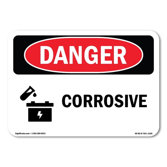 SignMission OS-DS-A-1824-L-1103 18 x 24 in. OSHA Danger Sign - Corrosive