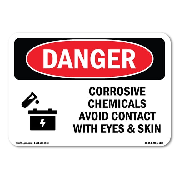 SignMission OS-DS-A-1824-L-1104 18 x 24 in. OSHA Danger Sign - Corrosive Chemicals Avoid Contact