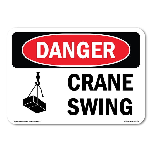 SignMission OS-DS-A-1824-L-1110 18 x 24 in. OSHA Danger Sign - Crane Swing