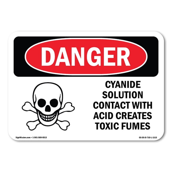 SignMission OS-DS-A-1824-L-1113 18 x 24 in. OSHA Danger Sign - Cyanide Solution