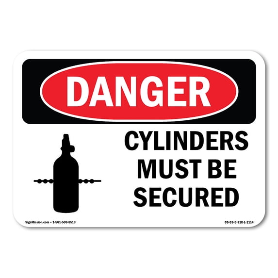 SignMission OS-DS-A-1824-L-1114 18 x 24 in. OSHA Danger Sign - Cylinders Must Be Secured