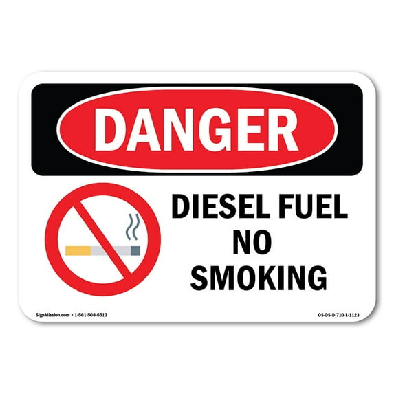 SignMission OS-DS-A-1824-L-1123 18 x 24 in. OSHA Danger Sign - Diesel Fuel No Smoking
