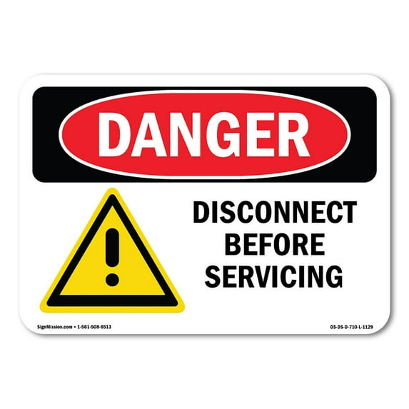 SignMission OS-DS-A-1824-L-1129 18 x 24 in. OSHA Danger Sign - Disconnect Before Servicing