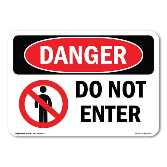 SignMission OS-DS-A-1824-L-1131 18 x 24 in. OSHA Danger Sign - Do Not Enter