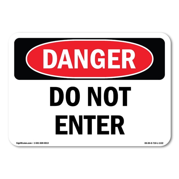 SignMission OS-DS-A-1824-L-1132 18 x 24 in. OSHA Danger Sign - Do Not Enter