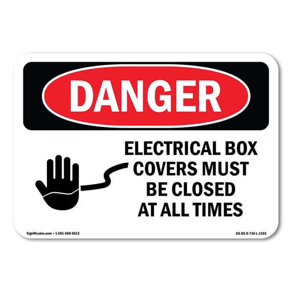 SignMission OS-DS-A-1824-L-1193 18 x 24 in. OSHA Danger Sign - Electrical Box Covers Must Be Closed