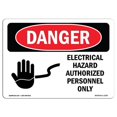 thumbnail image 1 of SignMission OS-DS-A-1824-L-1197 18 x 24 in. OSHA Danger Sign - Electrical Hazard Authorized Personnel Only, 1 of 6