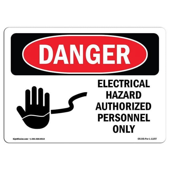 SignMission OS-DS-A-1824-L-1197 18 x 24 in. OSHA Danger Sign - Electrical Hazard Authorized Personnel Only