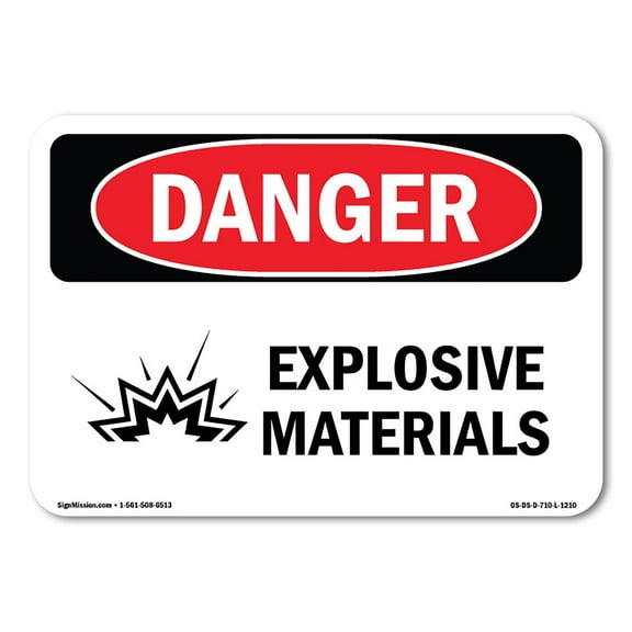SignMission OS-DS-A-1824-L-1210 18 x 24 in. OSHA Danger Sign - Explosive Materials