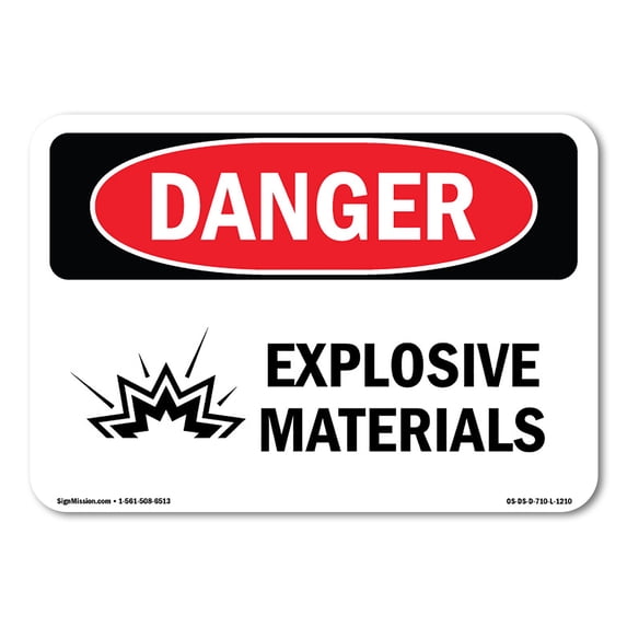SignMission OS-DS-A-1824-L-1210 18 x 24 in. OSHA Danger Sign - Explosive Materials