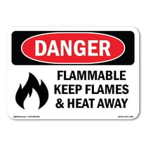 SignMission OS-DS-A-1824-L-1259 18 x 24 in. OSHA Danger Sign - Flammable Keep Flames & Heat Away