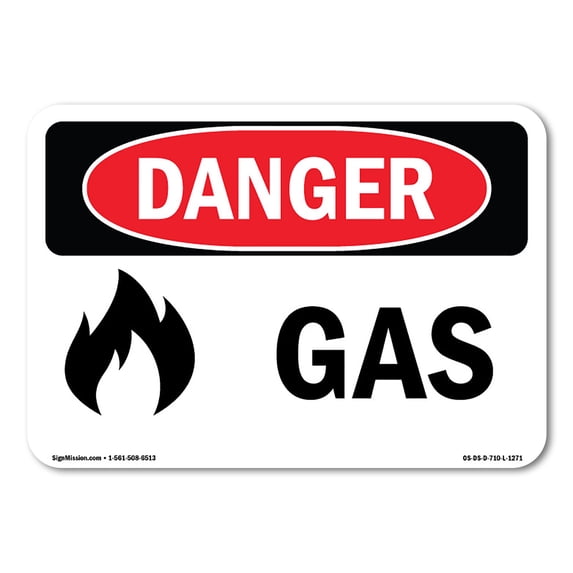 SignMission OS-DS-A-1824-L-1271 18 x 24 in. OSHA Danger Sign - Gas