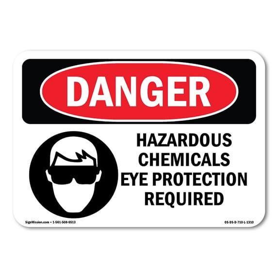 OSHA Danger Sign - Hazardous Chemicals Eye Protection Required | Aluminum Sign | Protect Your Business, Construction Site, Shop Area | Made in The USA