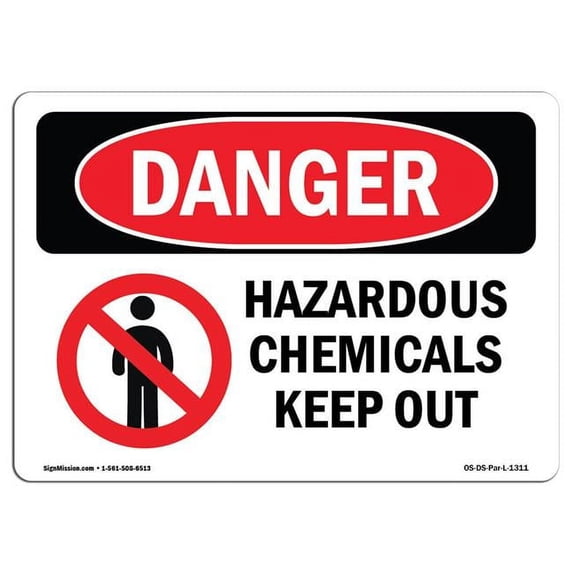 SignMission OS-DS-A-1824-L-1311 18 x 24 in. OSHA Danger Sign - Hazardous Chemicals Keep Out