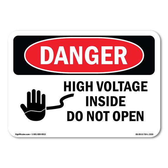 SignMission OS-DS-A-1824-L-1333 18 x 24 in. OSHA Danger Sign - High Voltage Inside Do Not Open