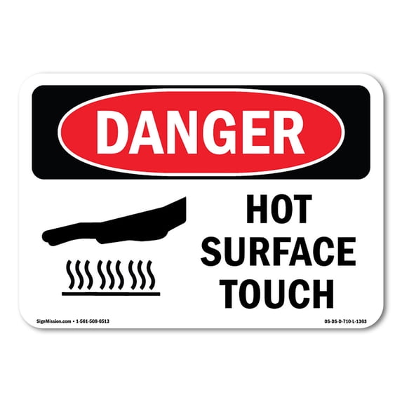 SignMission OS-DS-A-1824-L-1363 18 x 24 in. OSHA Danger Sign - Hot Surface Do Not Touch