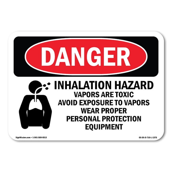 SignMission OS-DS-A-1824-L-1375 18 x 24 in. OSHA Danger Sign - Inhalation Hazard Vapors Toxic