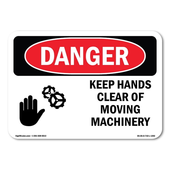 SignMission OS-DS-A-1824-L-1392 18 x 24 in. OSHA Danger Sign - Keep Hands Clear of Moving Machinery