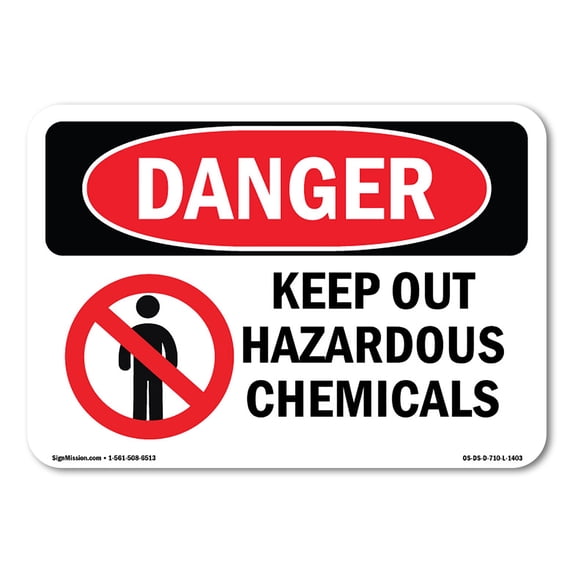 SignMission OS-DS-A-1824-L-1403 18 x 24 in. OSHA Danger Sign - Keep Out Hazardous Chemicals