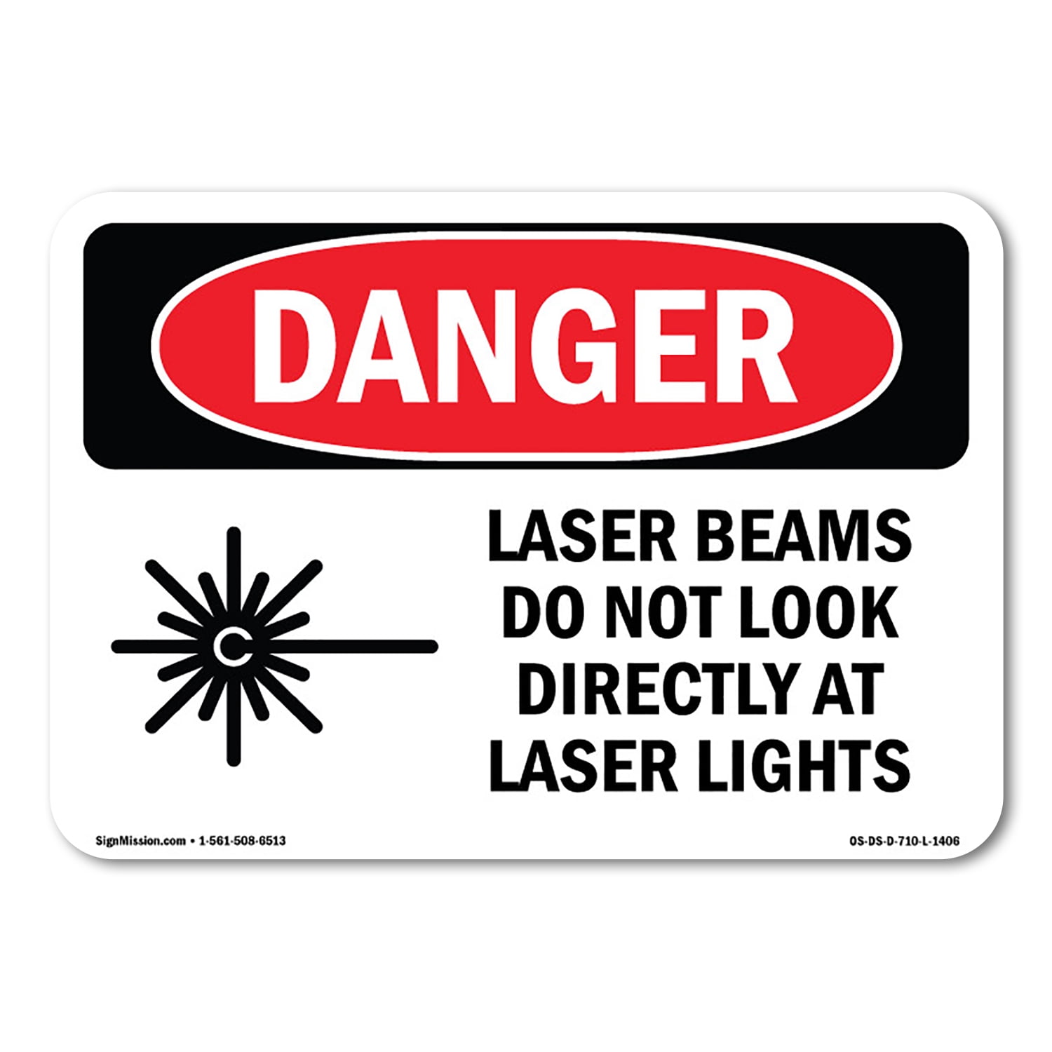 SignMission OS-DS-A-1824-L-1406 18 x 24 in. OSHA Danger Sign - Laser ...