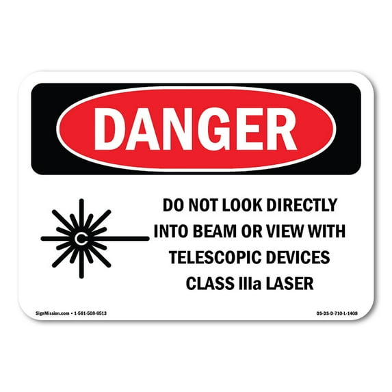 SignMission OS-DS-A-1824-L-1408 18 x 24 in. OSHA Danger Sign - Do Not Look Directly Into Class IIIb Laser