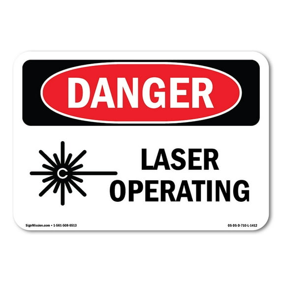 SignMission OS-DS-A-1824-L-1412 18 x 24 in. OSHA Danger Sign - Laser Operating