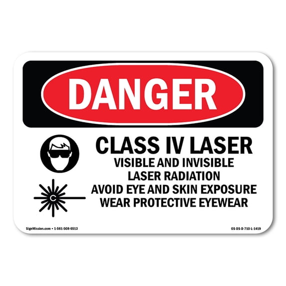 SignMission OS-DS-A-1824-L-1419 18 x 24 in. OSHA Danger Sign - Class IV Laser Visible & Invisible