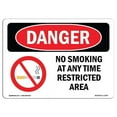 thumbnail image 1 of SignMission OS-DS-A-1824-L-1470 18 x 24 in. OSHA Danger Sign - No Smoking At Any Time Restricted Area, 1 of 6