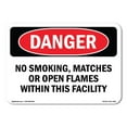 thumbnail image 1 of SignMission OS-DS-A-1824-L-1500 18 x 24 in. OSHA Danger Sign - No Smoking Matches or Open Flames, 1 of 6