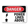 thumbnail image 1 of OSHA Danger Sign - Power Lines Above |  Aluminum Sign | Protect Your Business, Construction Site, Warehouse & Shop Area |  Made in The USA, 1 of 6