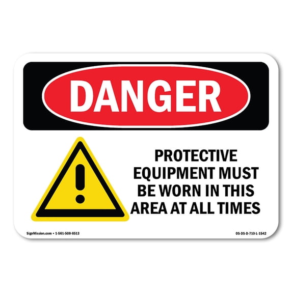 SignMission OS-DS-A-1824-L-1542 18 x 24 in. OSHA Danger Sign - Protective Clothing Required in This Area