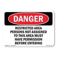 thumbnail image 1 of SignMission OS-DS-A-1824-L-1547 18 x 24 in. OSHA Danger Sign - Restricted Area Persons Not Assigned, 1 of 6