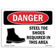 thumbnail image 1 of SignMission OS-DS-A-1824-L-1580 18 x 24 in. OSHA Danger Sign - Steel Toe Shoes Required in This Area, 1 of 6