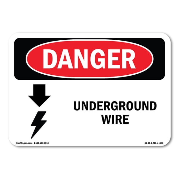 SignMission OS-DS-A-1824-L-1600 18 x 24 in. OSHA Danger Sign - Underground Live Wire