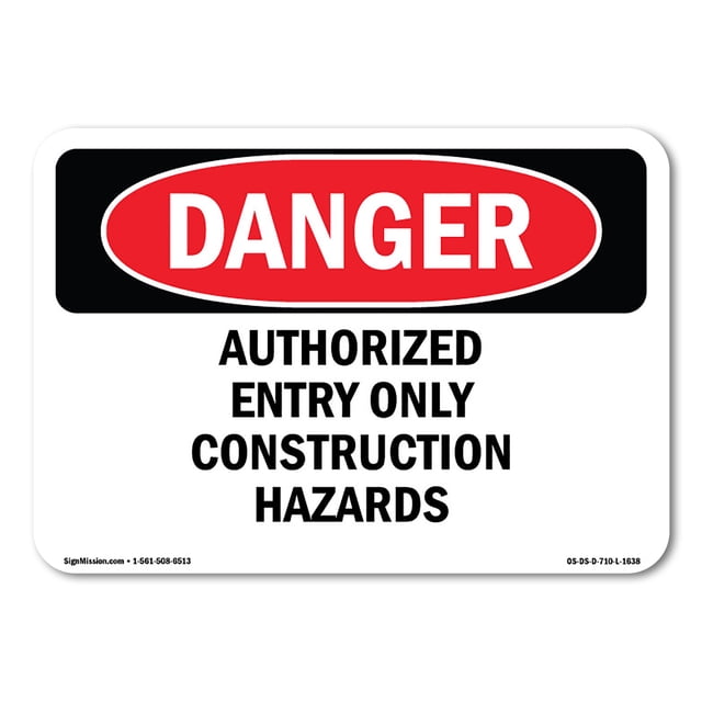 SignMission OS-DS-A-1824-L-1638 18 x 24 in. OSHA Danger Sign ...