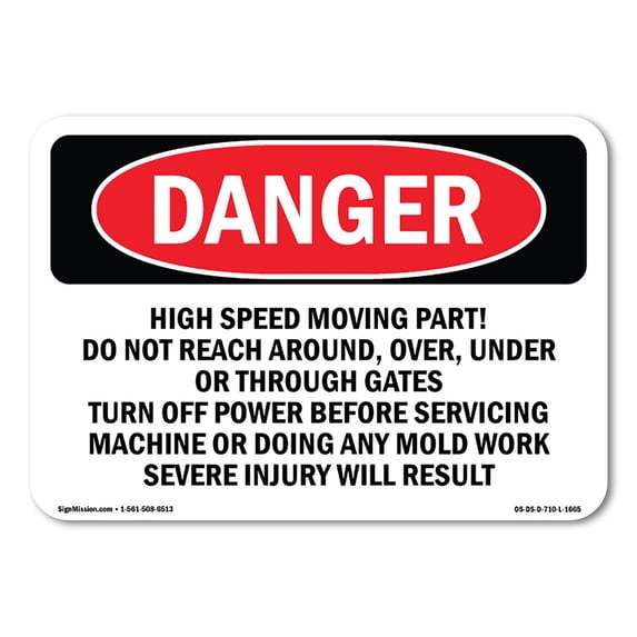 SignMission OS-DS-A-1824-L-1665 18 x 24 in. OSHA Danger Sign - High Speed Moving Part