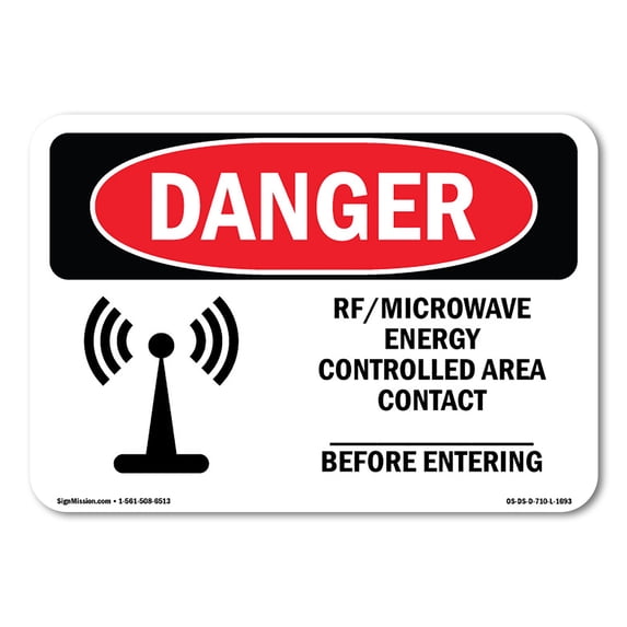 OSHA Danger Sign - Rf Microwave Energy Controlled Area Custom | Aluminum Sign | Protect Your Business, Construction Site, Shop Area | Made in The USA