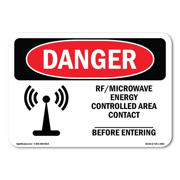 OSHA Danger Sign - Rf Microwave Energy Controlled Area Custom | Aluminum Sign | Protect Your Business, Construction Site, Shop Area | Made in The USA