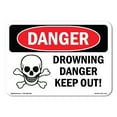 thumbnail image 1 of SignMission OS-DS-A-1824-L-1712 18 x 24 in. OSHA Danger Sign - Drowning Danger Keep Out, 1 of 6