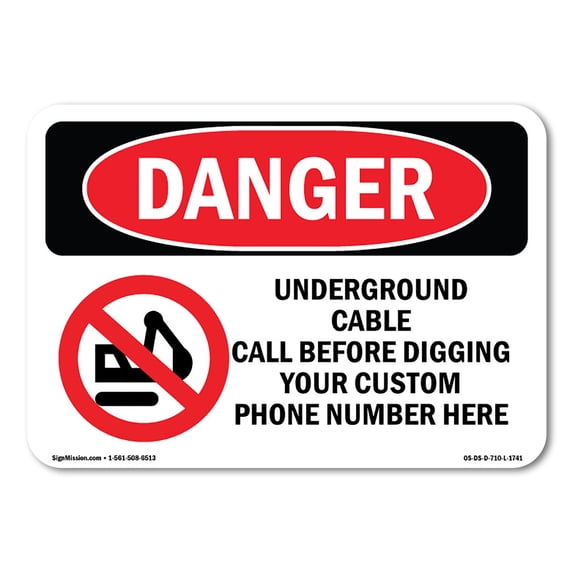 OSHA Danger Sign - Underground Cable Call Custom | Aluminum Sign | Protect Your Business, Construction Site, Warehouse & Shop Area | Made in The USA