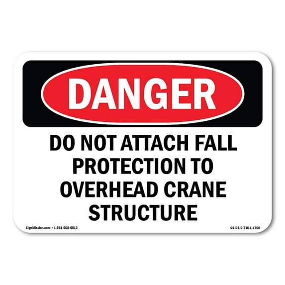 SignMission OS-DS-A-1824-L-1760 18 x 24 in. OSHA Danger Sign - Do Not Attach Fall Protection