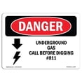 thumbnail image 1 of SignMission OS-DS-A-1824-L-1798 18 x 24 in. OSHA Danger Sign - Underground Gas Call Before Digging No.811, 1 of 6