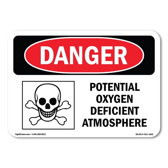 SignMission OS-DS-A-1824-L-1812 18 x 24 in. OSHA Danger Sign - Potential Oxygen Deficient Atmosphere