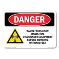 thumbnail image 1 of SignMission OS-DS-A-1824-L-1826 18 x 24 in. OSHA Danger Sign - Radio Frequency Radiation Disconnect, 1 of 6