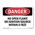 thumbnail image 1 of SignMission OS-DS-A-1824-L-1830 18 x 24 in. OSHA Danger Sign - No Open Flame or Ignition Source 5 Feet, 1 of 6