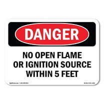 SignMission OS-DS-A-1824-L-1830 18 x 24 in. OSHA Danger Sign - No Open Flame or Ignition Source 5 Feet