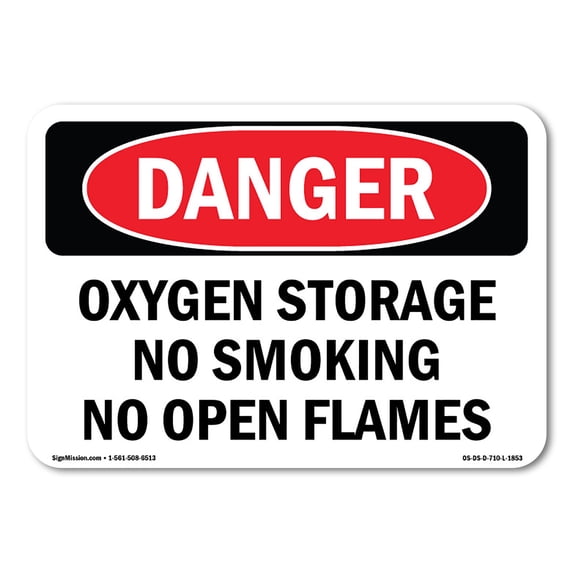 OSHA Danger Sign - Oxygen Storage No Smoking No Open Flames | Aluminum Sign | Protect Your Business, Construction Site, Shop Area | Made in The USA