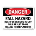 thumbnail image 1 of SignMission OS-DS-A-1824-L-1865 18 x 24 in. OSHA Danger Sign - Fall Hazard Falling From Platform, 1 of 6